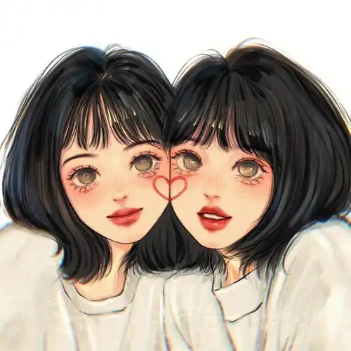 手绘头像73爱心贴脸闺蜜头