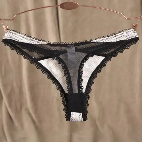 奢华仿真丝女士内裤 丝滑舒适女生底裤 蕾丝边低腰性感丁字裤/t裤