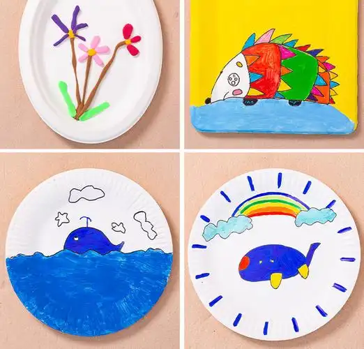 定制白色纸盘子纸碟儿童绘画画涂鸦一次性纸盘蛋糕盘幼儿园手工材料