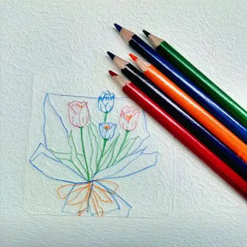 ins风简笔画彩铅郁金香附教程