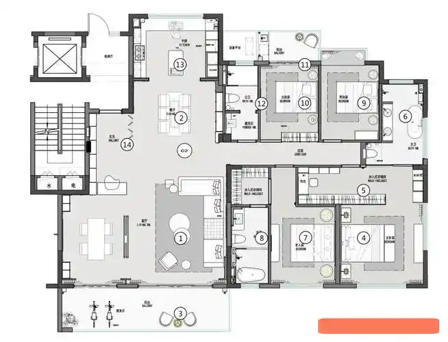 250平米超奢华塔尖大平层套房主卧让人爱不释手