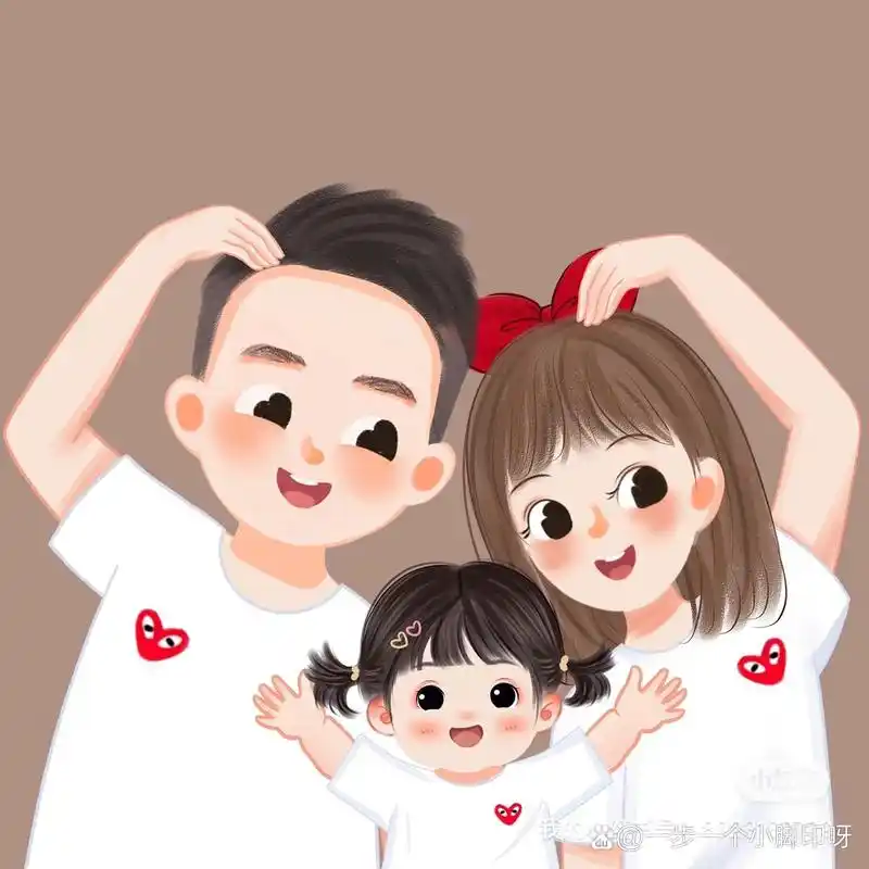 一家三口全家福头像/背景图 累的时候就看看自己的孩子 告诉自己 不是