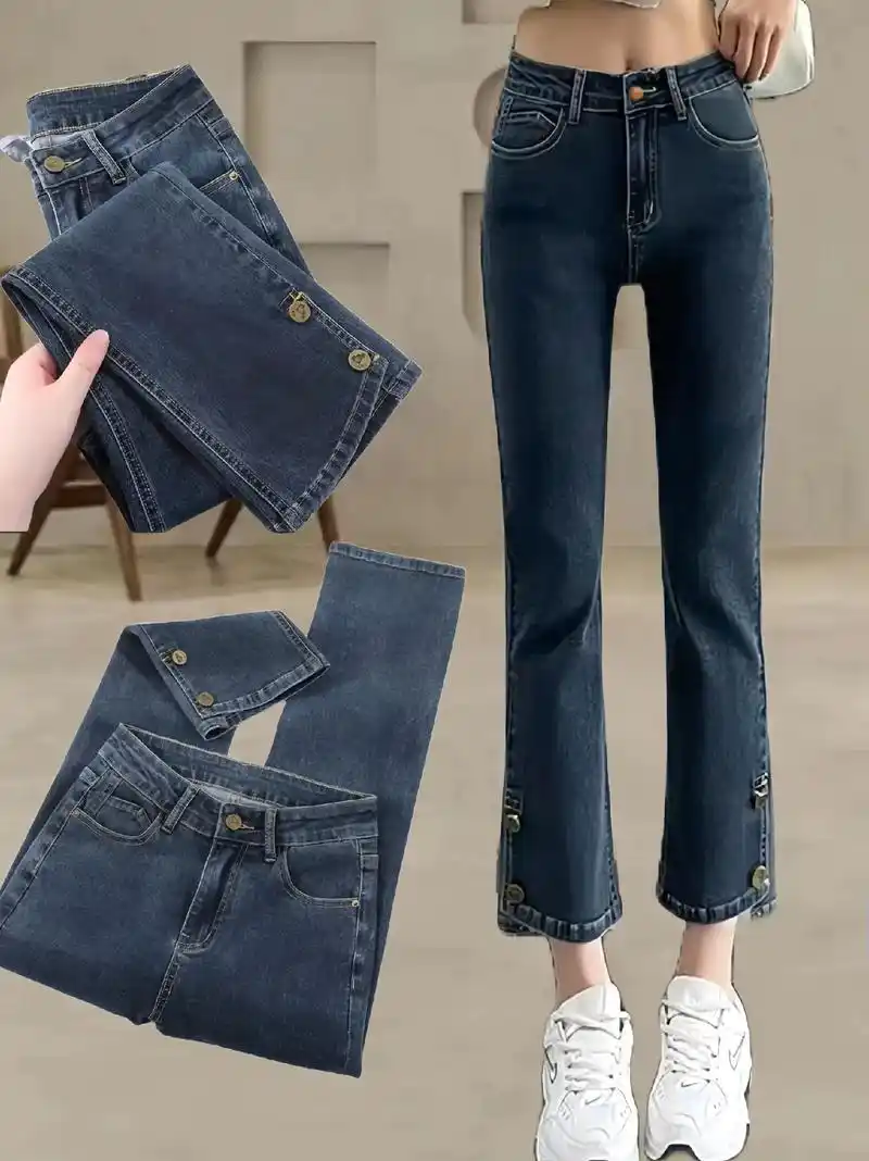 高腰直筒牛仔裤女九分裤宽松…看来看去还是烟管裤好看点…… 姐 - 抖