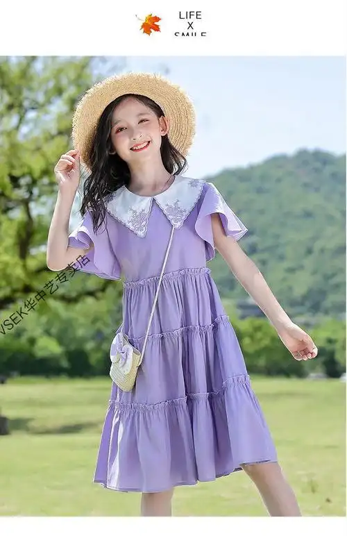 新品313岁甜美洋气小女孩穿的女童夏装连衣裙新款洋气棉布裙子儿童装