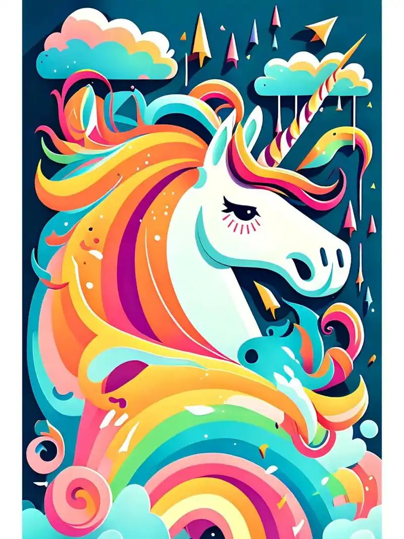 动物插画|七彩独角兽