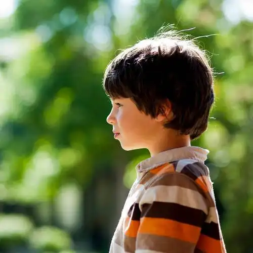 儿童,脸,头,脸颊,一个人,站,方图,室外,特写,白天,侧面,纯洁,加拿大