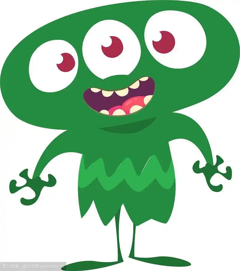 可爱的卡通外星人有三只眼睛