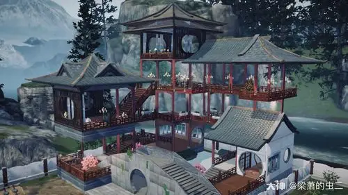 第一次盖古风房子,模仿了一下阿房宫赋里这句话描述的亚子,低配低配.