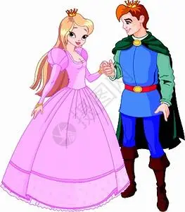 国王和公主美丽的王子和公主带着金冠的插画