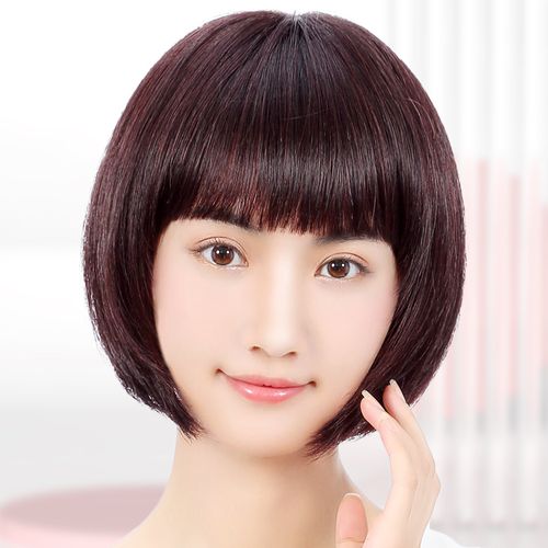 假发女短发真人发丝全头套女士发套全真自然波波头发型真发短头发