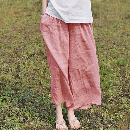 春夏原创新款亚麻九分长裤纯苎麻女裤宽松百搭休闲薄款透气阔腿裤