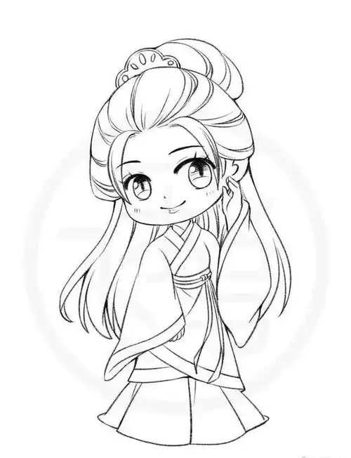 高能多图!古风汉服人物手绘线稿