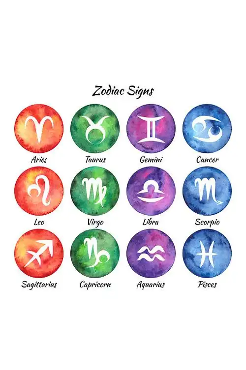 彩绘圆形12星座标志矢量素材-众图网