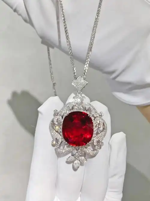 无烧红宝石项链