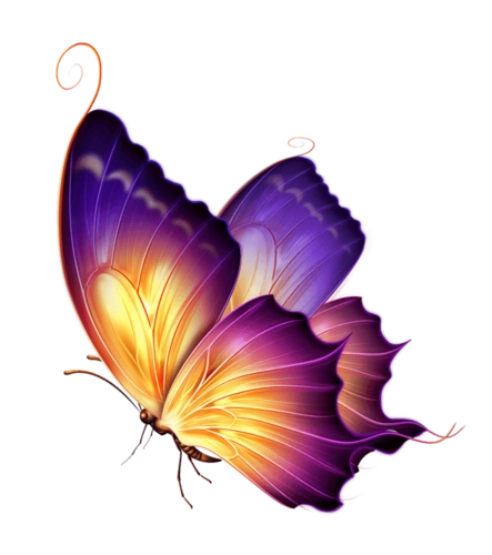 创意手绘动物紫色蝴蝶矢量元素设计