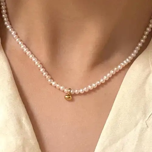 ff 钟楚曦同款天然珍珠项链珍珠小粒高级感复古叠戴锁骨链颈链女