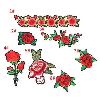 创意新款精美玫瑰花系列绣花布贴服装辅料破洞补丁贴