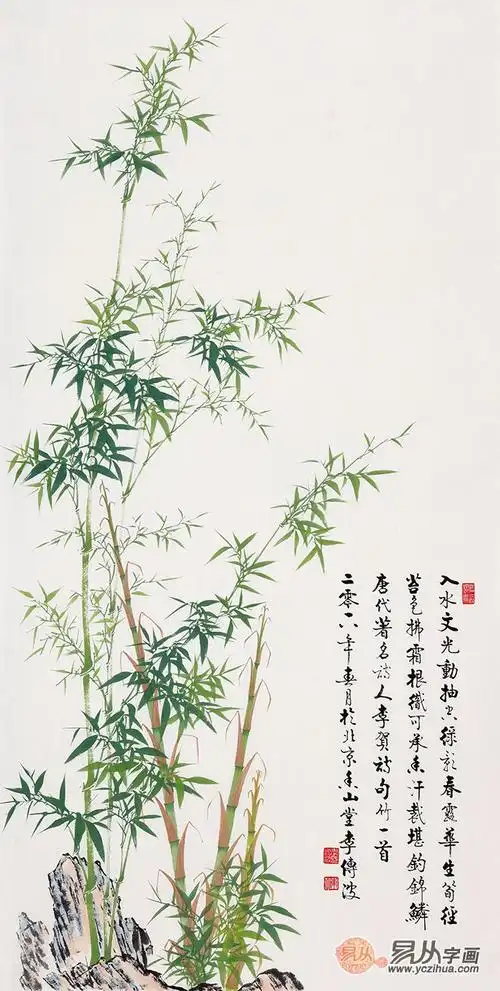李传波新品国画竹子之绿竹系列作品欣赏_文房四宝_字画百科_【易从网