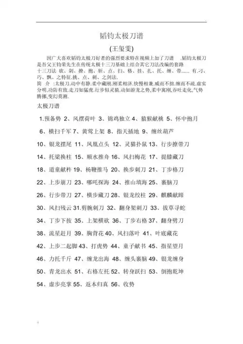 王玺雯56式韬钧太极刀谱_第1页