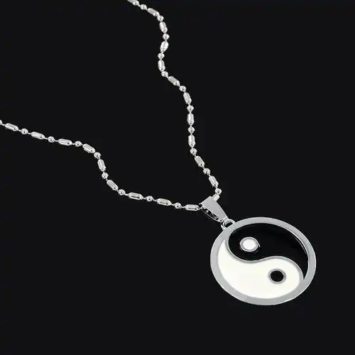 欧美饰品太极黑白八卦图吊坠男女式锁骨链朋克潮流项链