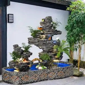 假山流水喷泉户外鱼池瀑布公司招财酒店别墅景观花园庭院装饰摆件