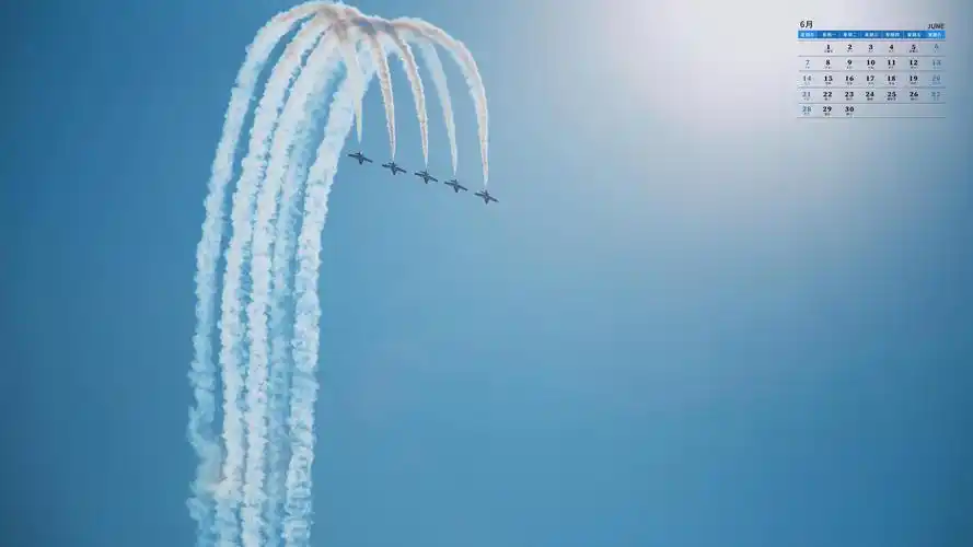 2020年6月清爽的蓝色天空写真日历,月历壁纸-回车桌面