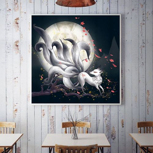 九尾狐仙十字绣2020新款线绣古风狐狸手工刺绣客厅小件diy自己绣