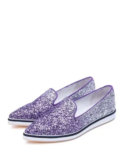 新款银紫色人造革 织物/牛皮低跟浅口单鞋