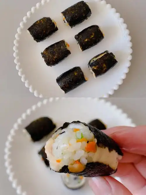 10m 辅食|海苔鸡肉卷饭团 满肚子的营养呀