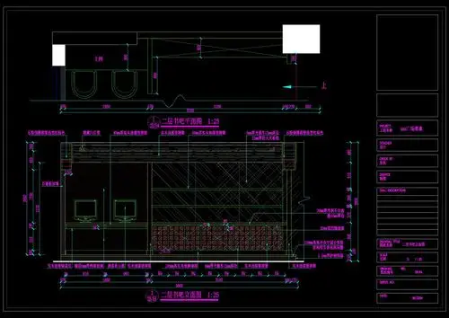 二层书吧立面图cad图素材