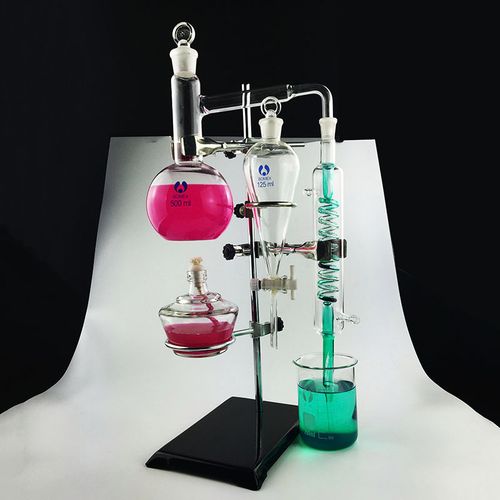 蒸馏水装置500ml烧瓶花露露水精油提炼花瓣提纯教学仪器