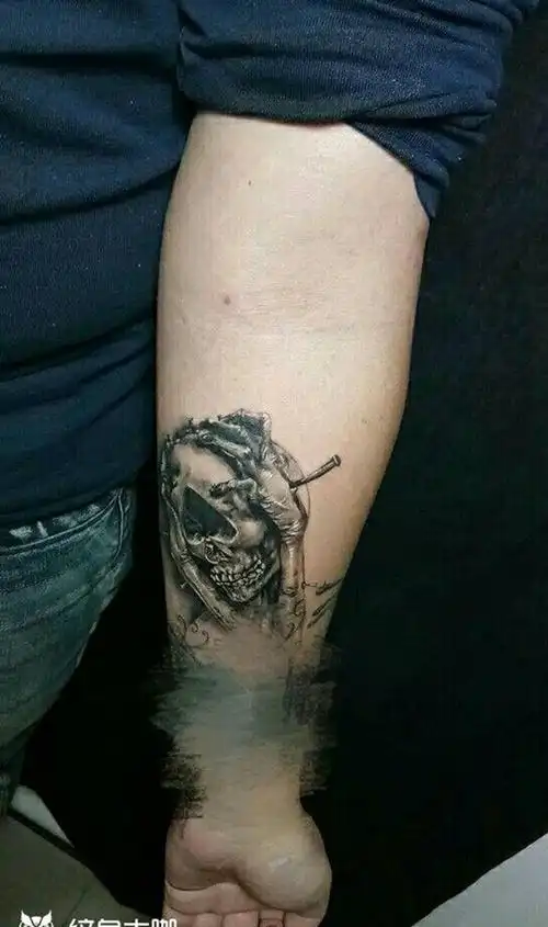 黑桃a纹身图片手臂欧美写实鬼神宗教成品纹身图案