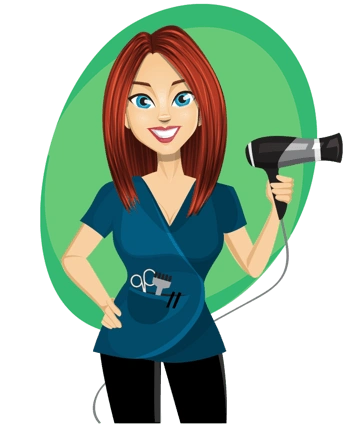 卡通手绘红色发型美女发型师