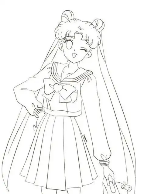 美少女战士简笔画图片教大家画二次元少女 动漫小女孩简笔画教程 5