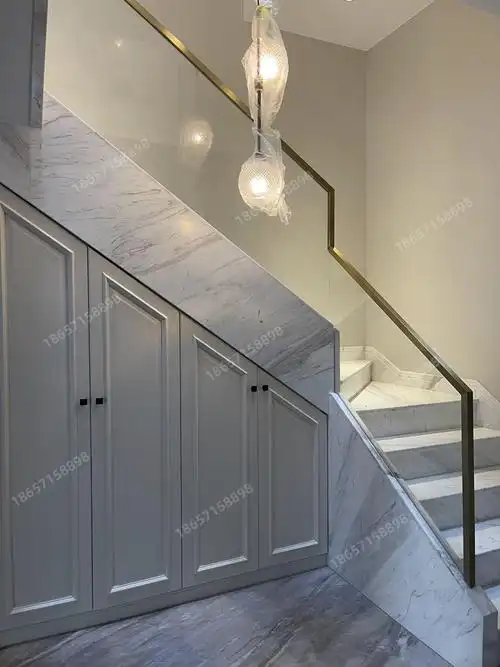 网红别墅超白钢化玻璃楼梯扶手栏杆现代简约轻奢中式实木室内护栏 超