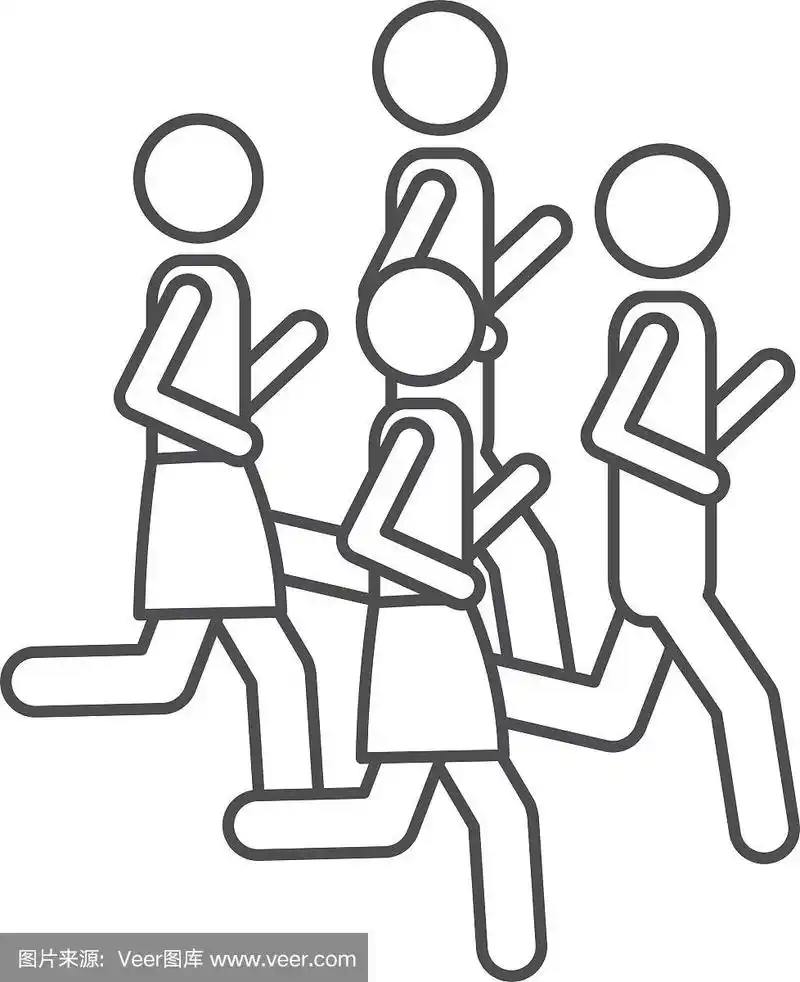 在马拉松中慢跑的人的剪影象形图