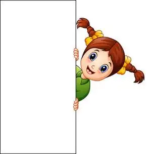 卡通女孩举空白牌子