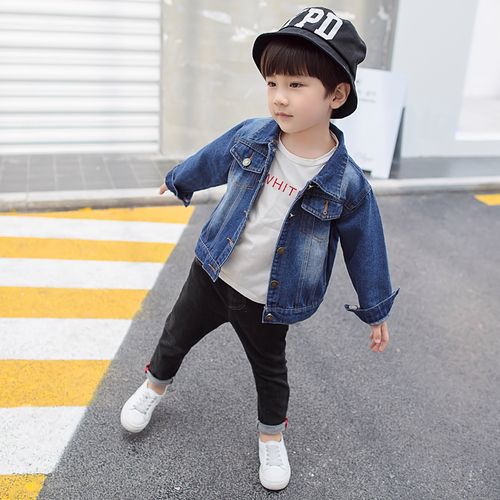 巴妮巴妮品牌童装男童牛仔外套秋装女童牛仔外套秋款新款儿童小童牛仔
