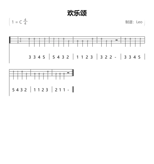 练习曲 《欢乐颂》吉他谱