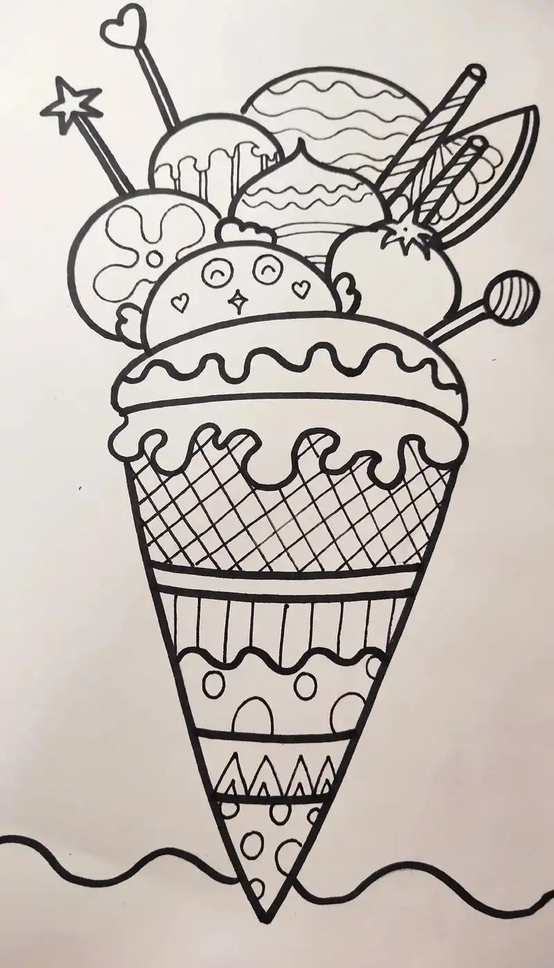 夏日范画冰淇淋.#夏日少儿美术 #零基础学画画 #这个夏天  - 抖音