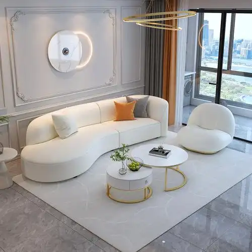 2022年流行沙发科技布客厅简约现代轻奢小户型家具组合套装弧形