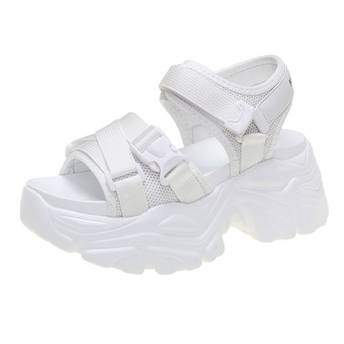 凉鞋白色厚底2022夏季新款8cm增高运动老爹时装凉鞋