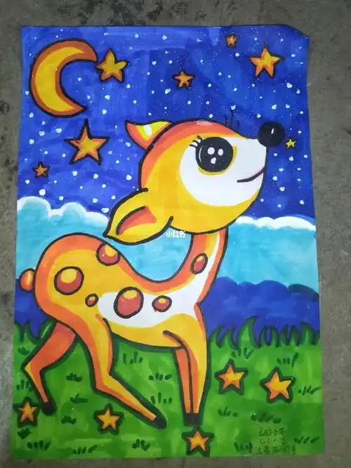 卡通梅花鹿用到的材料需要水粉马克笔