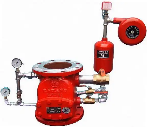 湿式报警阀装置与其他部件(如压力开关,水流指示器,喷头等)组成的zs