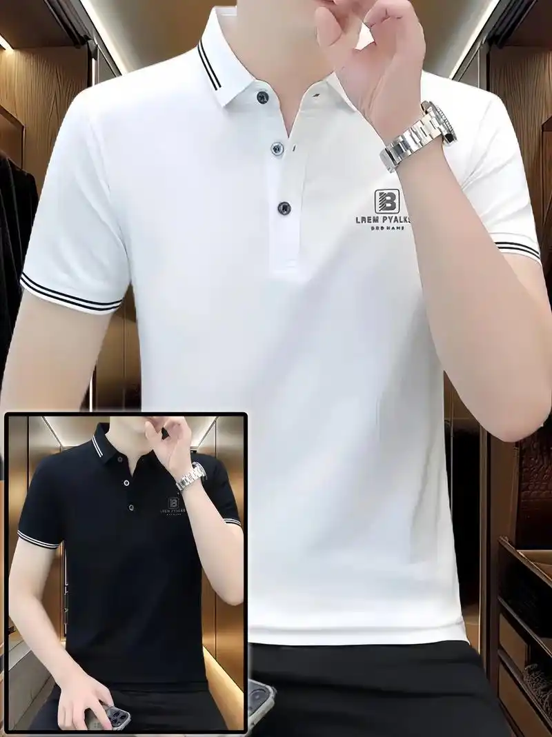 兄弟们～男士高品质休闲百搭珠地棉潮牌翻领短袖polo衫!这款男士短袖