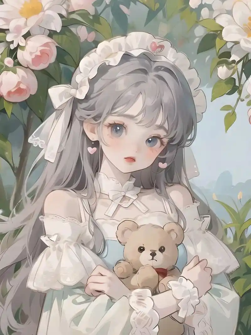 动漫头像女孩/银色长发.#二次元ai绘画 #这画是用了亿点点 - 抖音