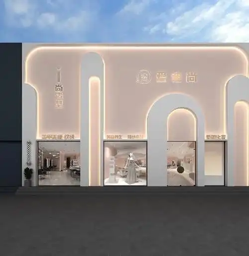 理发店门头颜色搭配图片(理发店门头装修风格)