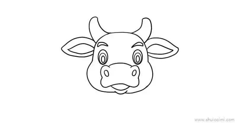 彩笔的简笔画牛头
