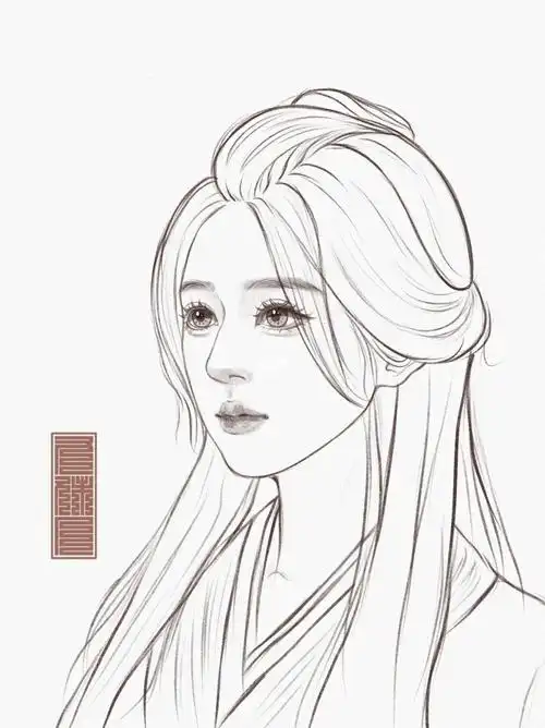 赵露思程少商  #古风线稿  #手绘头像  #寻找小红书绘画大神