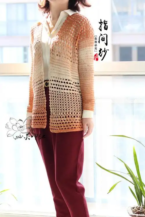 晴天春夏绢丝蕾丝女士钩针开衫